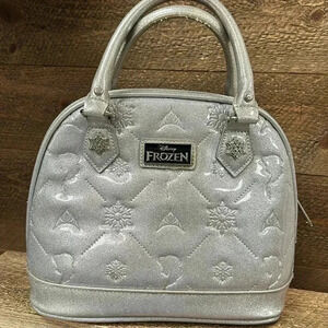 Loungefly X Disney Frozen Silver Glitter Embossed Dome Satchel Handbag Purse
